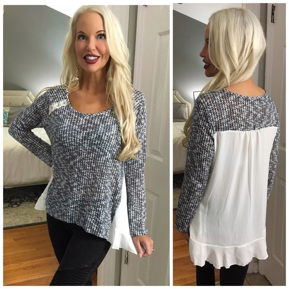 LAST 1! ❤️Navy Contrast Hi Lo Knit Tunic! - Picture 2 of 2